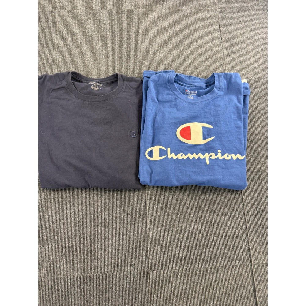 Champion Men 2XL T-Shirt Bundle Navy Blue Embroidered Royal Blue Script Logo 2pk